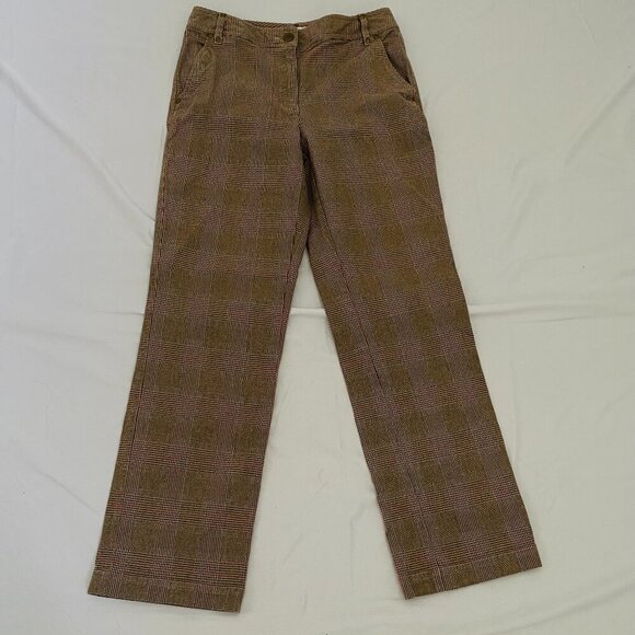 Talbots Pants - Talbots stretch plaid pant Wms Size 6 brown tan red straight leg preppy